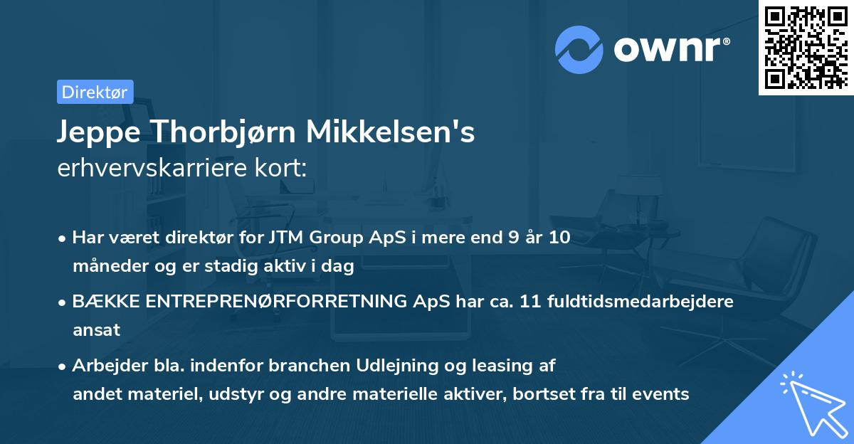 Jeppe Thorbjørn Mikkelsen's erhvervskarriere kort