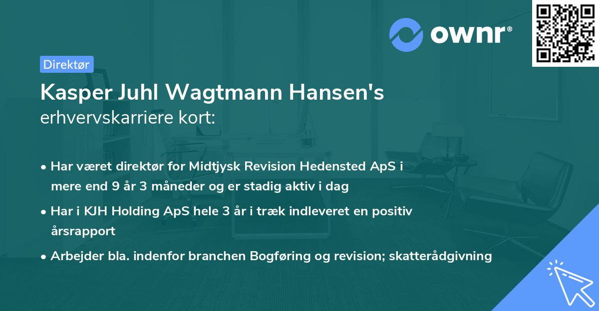 Kasper Juhl Wagtmann Hansen's erhvervskarriere kort