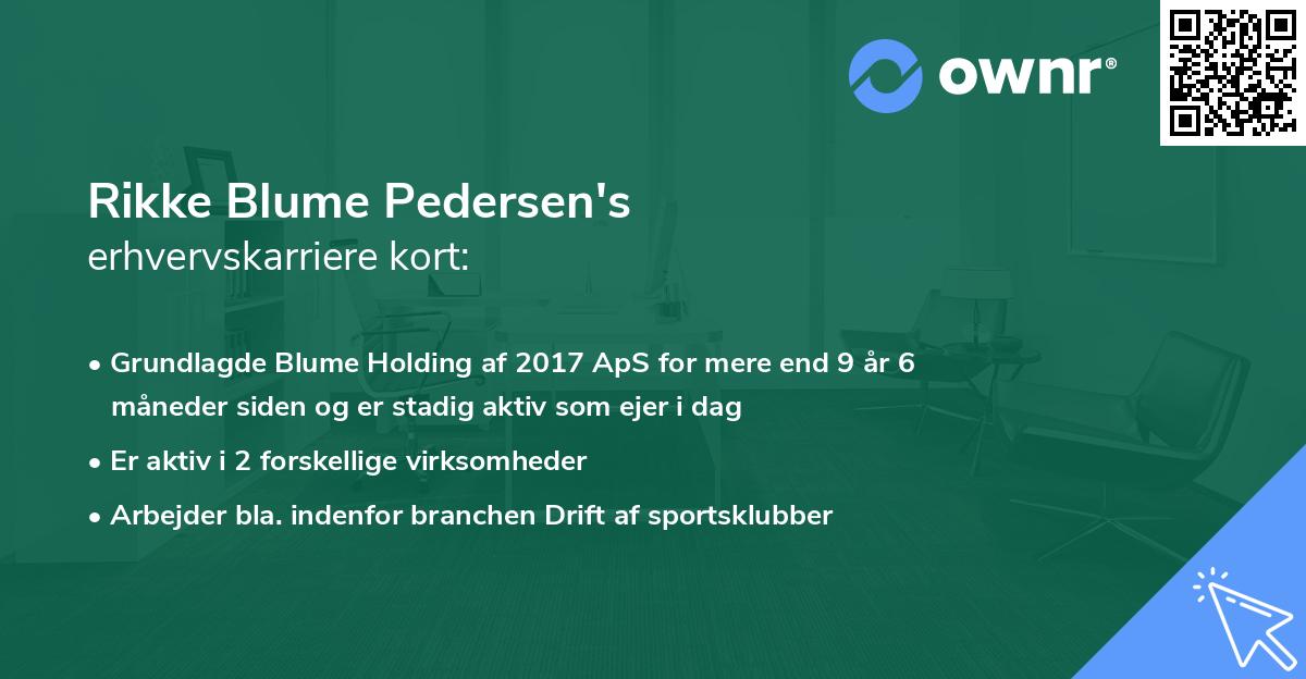 Rikke Blume Pedersen's erhvervskarriere kort