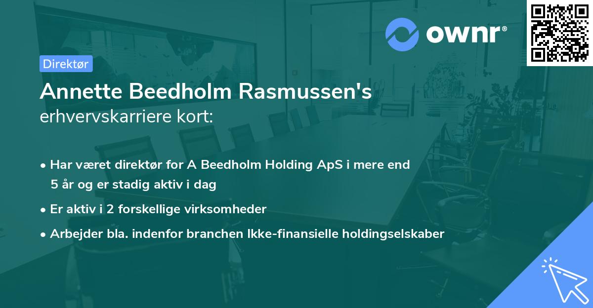 Annette Beedholm Rasmussen's erhvervskarriere kort