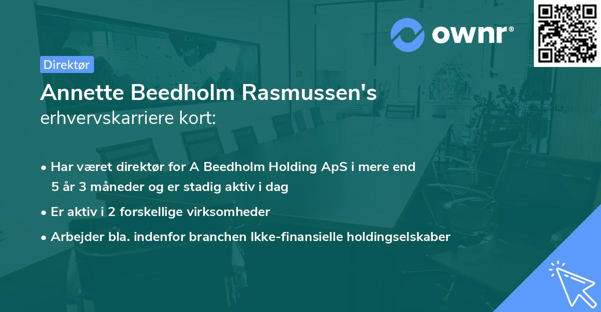 Annette Beedholm Rasmussen's erhvervskarriere kort