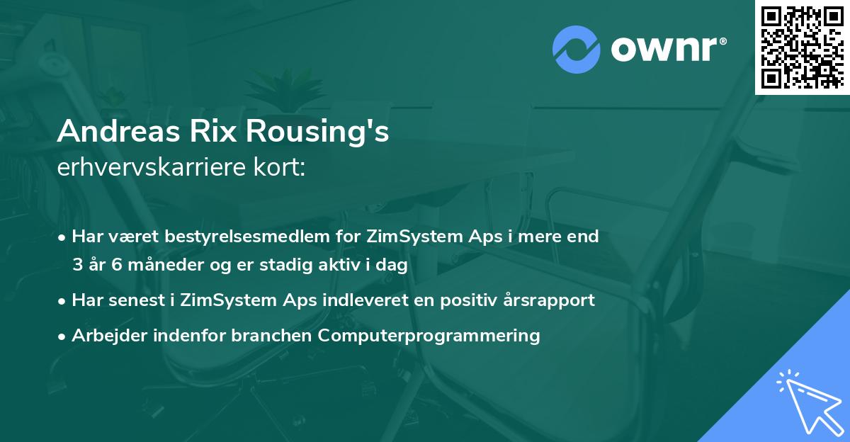 Andreas Rix Rousing's erhvervskarriere kort