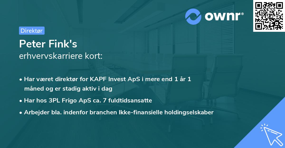 Peter Fink's erhvervskarriere kort
