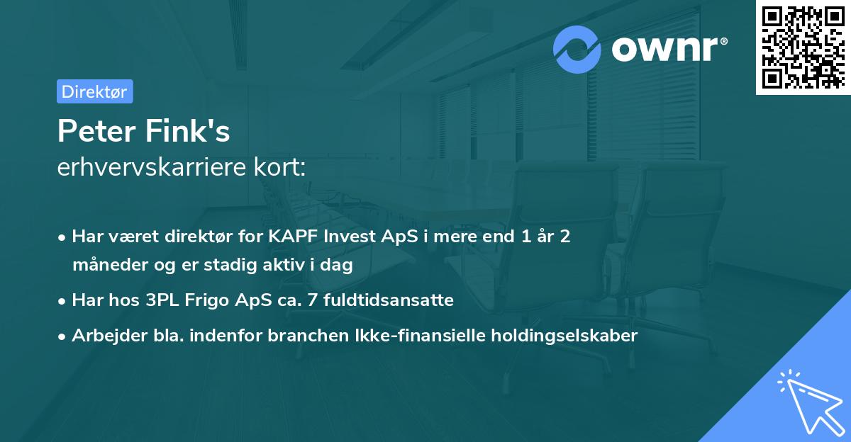 Peter Fink's erhvervskarriere kort