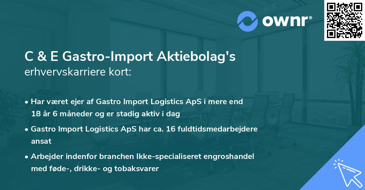 C & E Gastro-Import Aktiebolag's erhvervskarriere kort