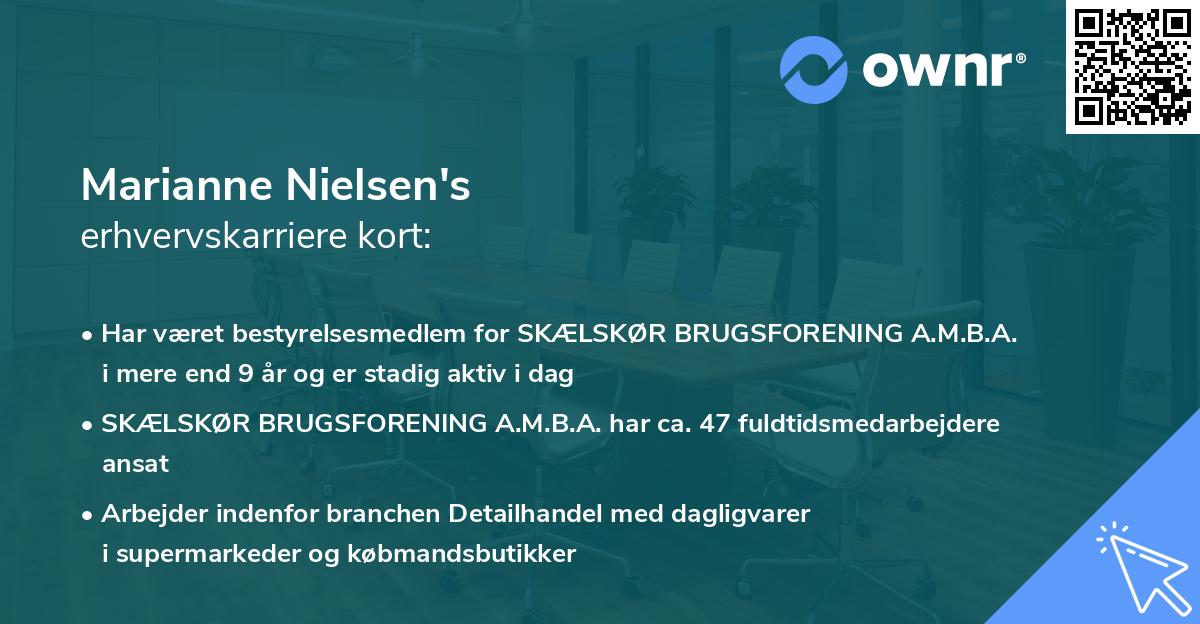 Marianne Nielsen's erhvervskarriere kort