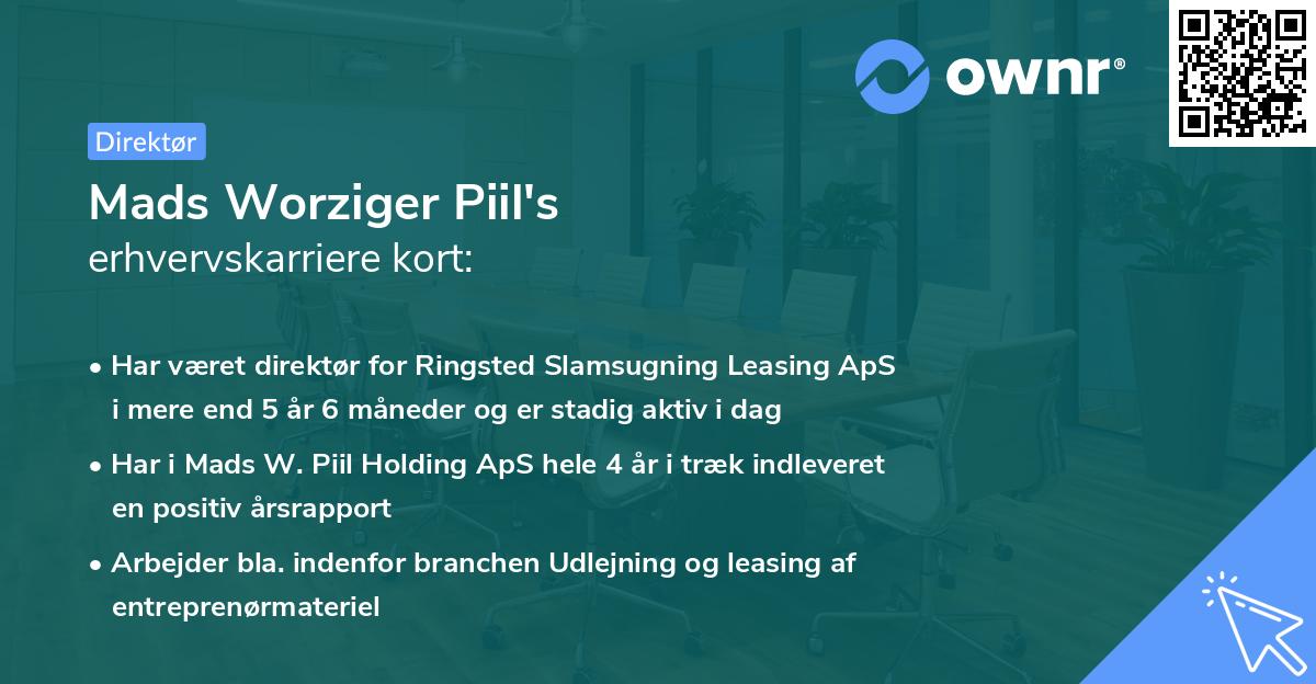 Mads Worziger Piil's erhvervskarriere kort