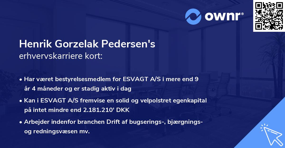 Henrik Gorzelak Pedersen's erhvervskarriere kort