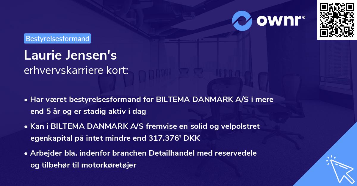 Laurie Jensen's erhvervskarriere kort