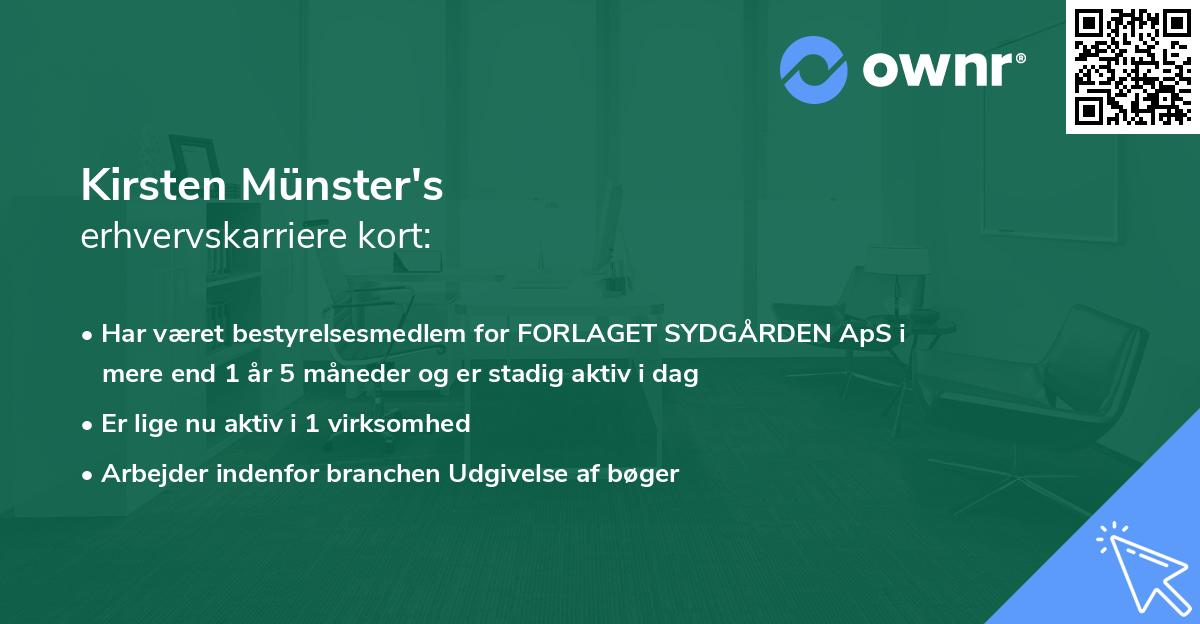 Kirsten Münster's erhvervskarriere kort