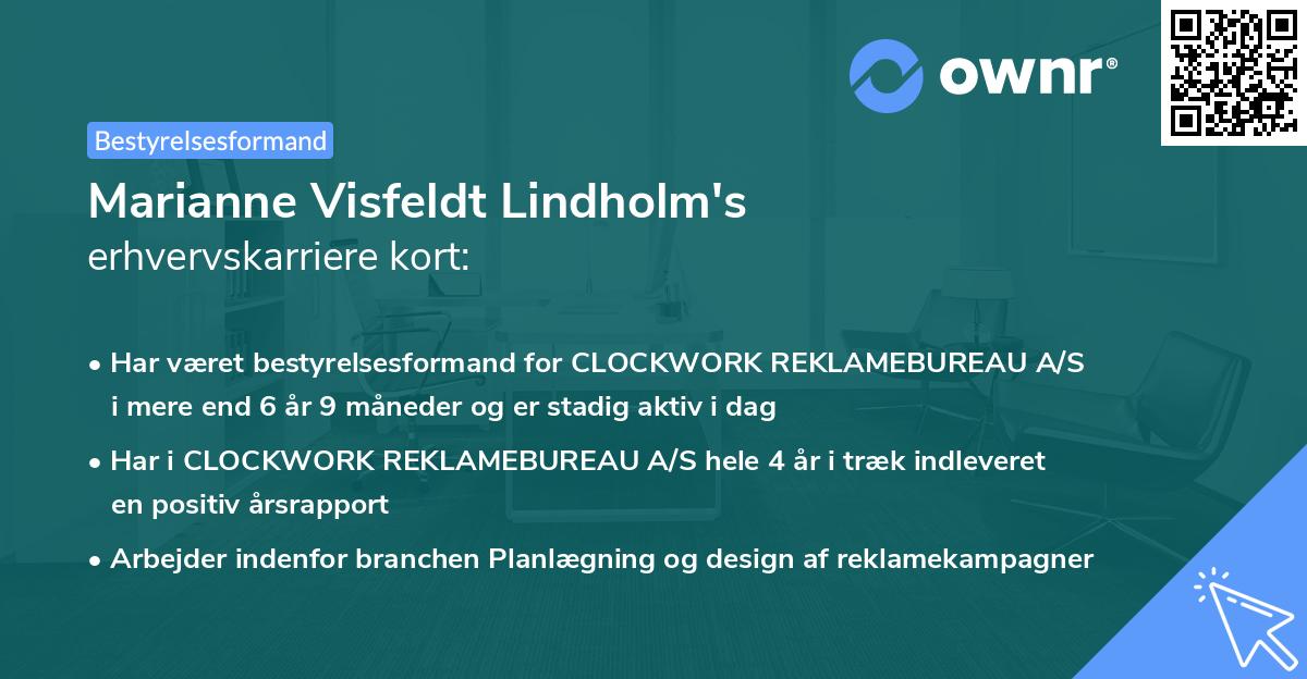 Marianne Visfeldt Lindholm's erhvervskarriere kort