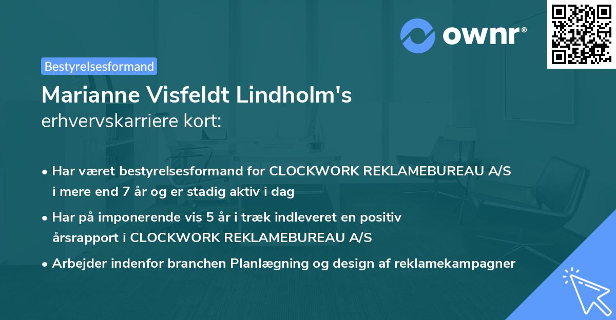 Marianne Visfeldt Lindholm's erhvervskarriere kort