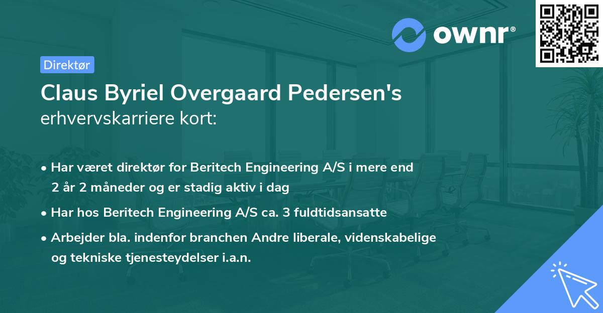 Claus Byriel Overgaard Pedersen's erhvervskarriere kort