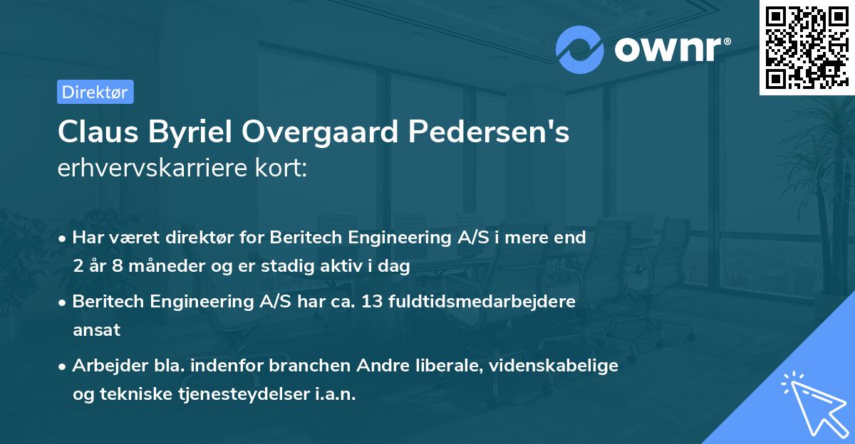 Claus Byriel Overgaard Pedersen's erhvervskarriere kort