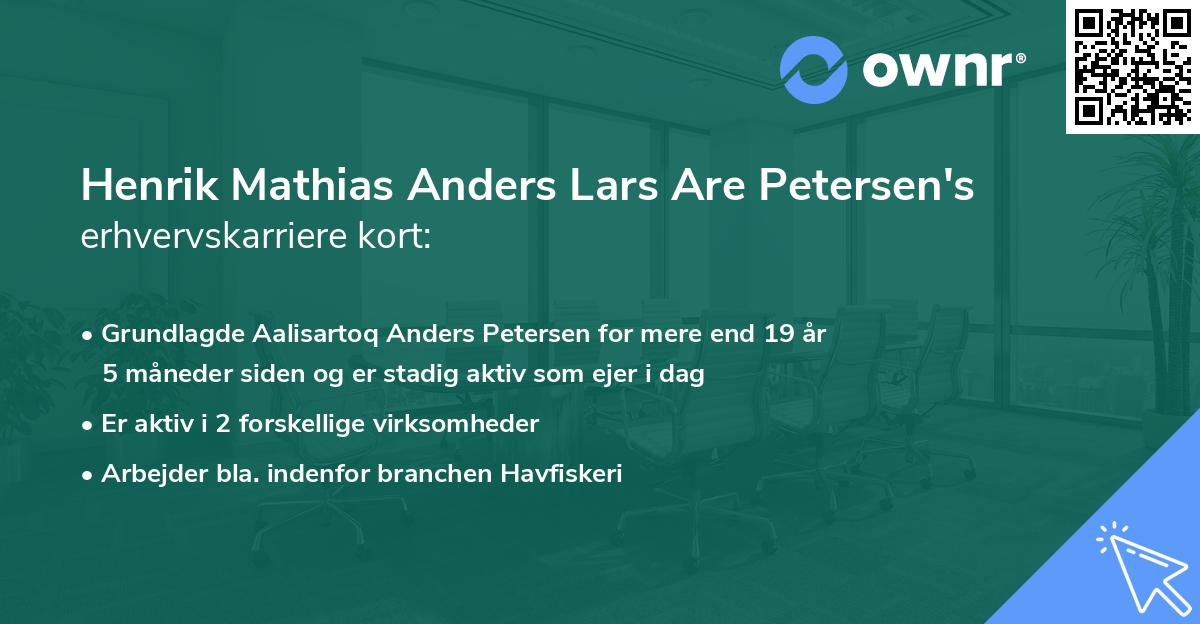 Henrik Mathias Anders Lars Are Petersen's erhvervskarriere kort