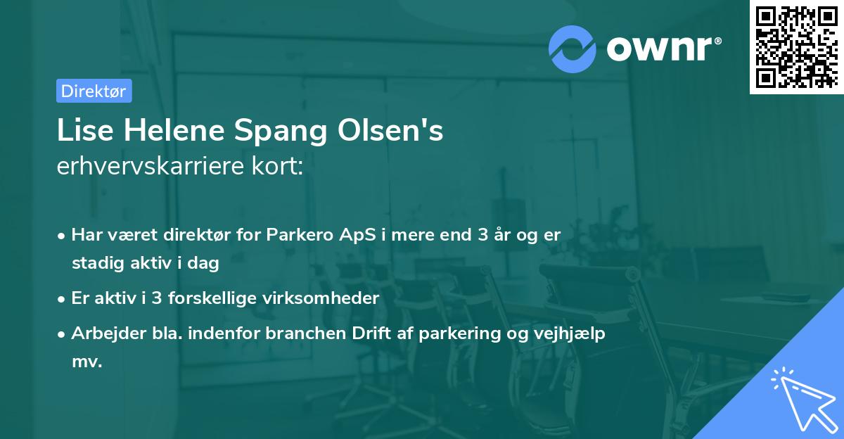 Lise Helene Spang Olsen's erhvervskarriere kort