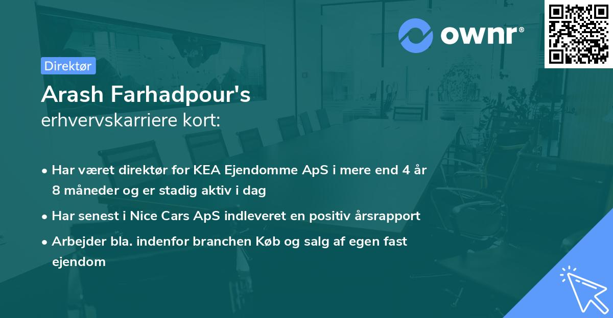 Arash Farhadpour's erhvervskarriere kort