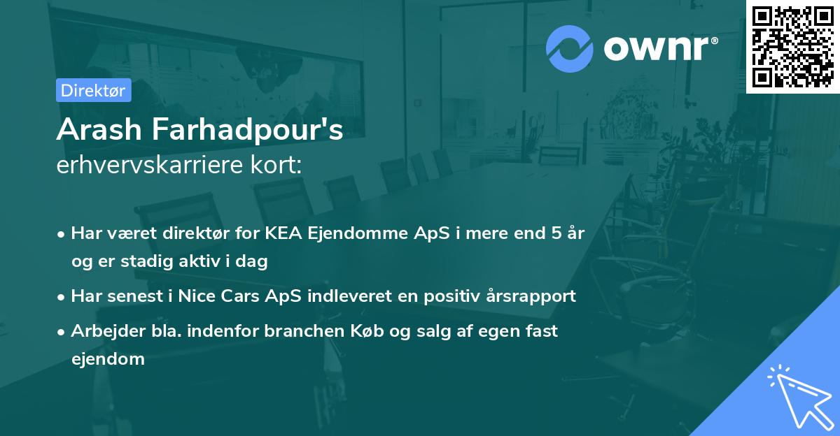 Arash Farhadpour's erhvervskarriere kort