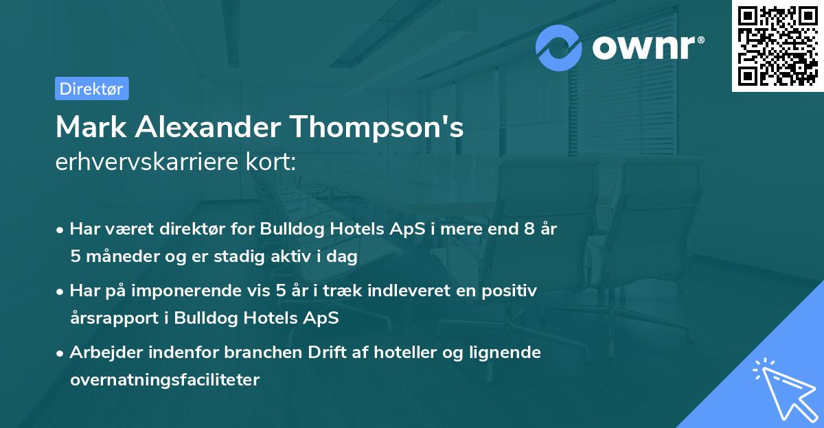 Mark Alexander Thompson's erhvervskarriere kort
