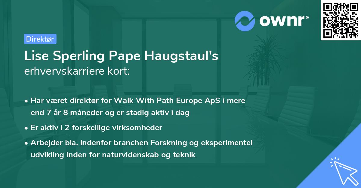 Lise Sperling Pape Haugstaul's erhvervskarriere kort