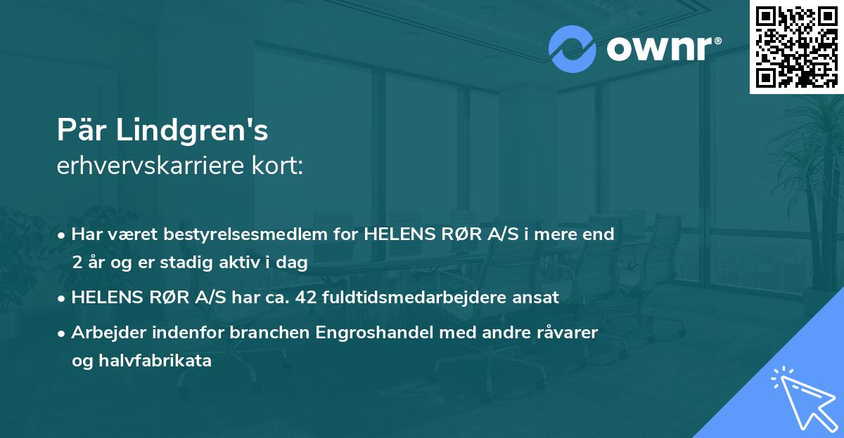 Pär Lindgren's erhvervskarriere kort