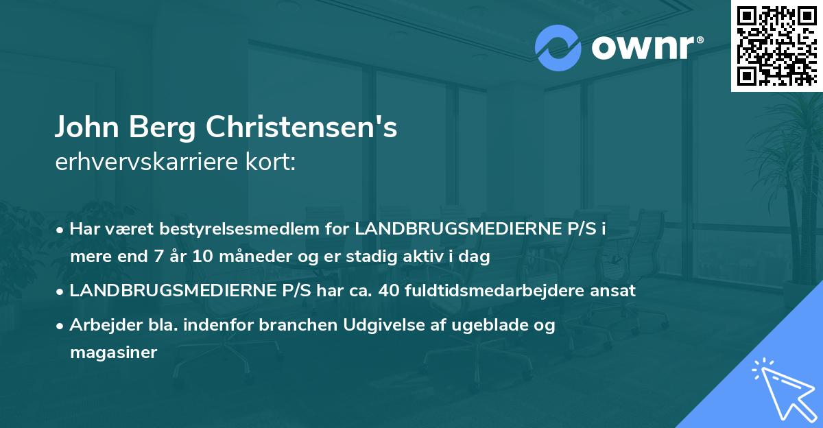 John Berg Christensen's erhvervskarriere kort