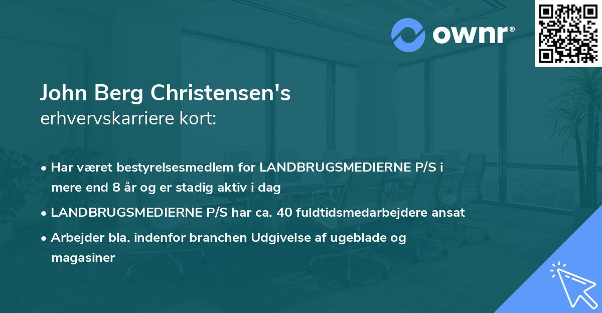 John Berg Christensen's erhvervskarriere kort