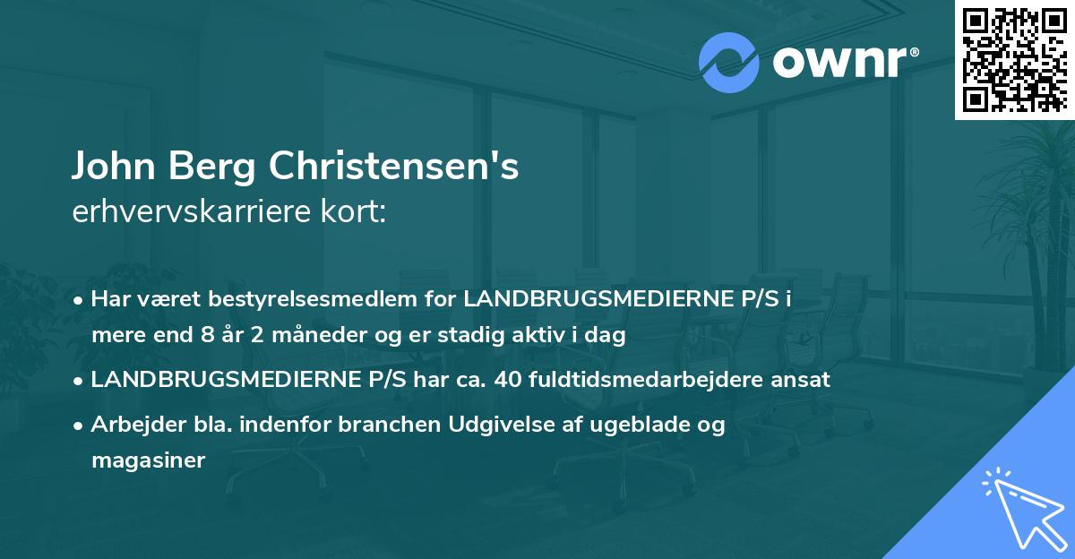 John Berg Christensen's erhvervskarriere kort
