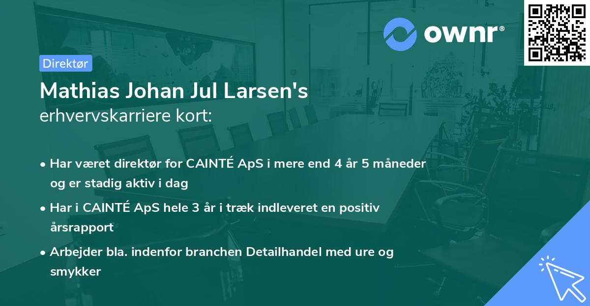 Mathias Johan Jul Larsen's erhvervskarriere kort