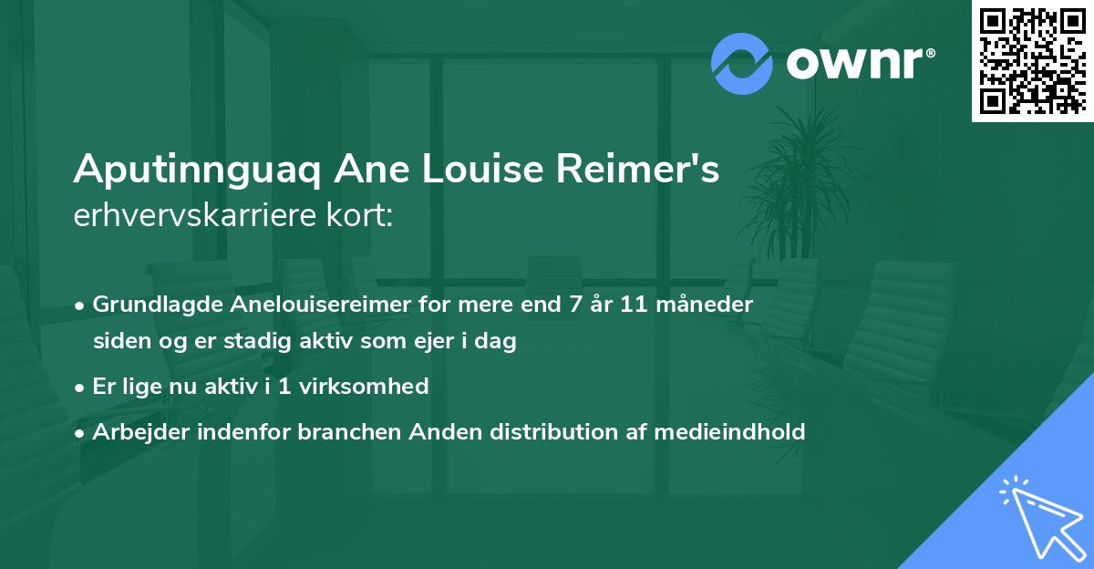 Aputinnguaq Ane Louise Reimer's erhvervskarriere kort