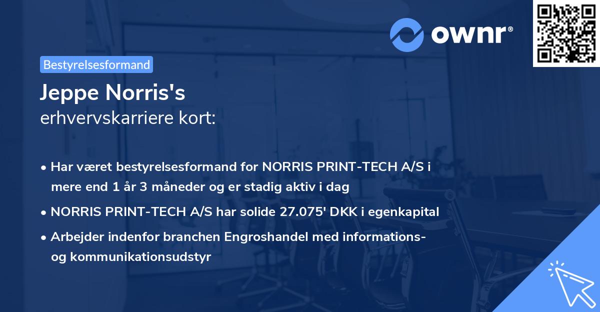 Jeppe Norris's erhvervskarriere kort