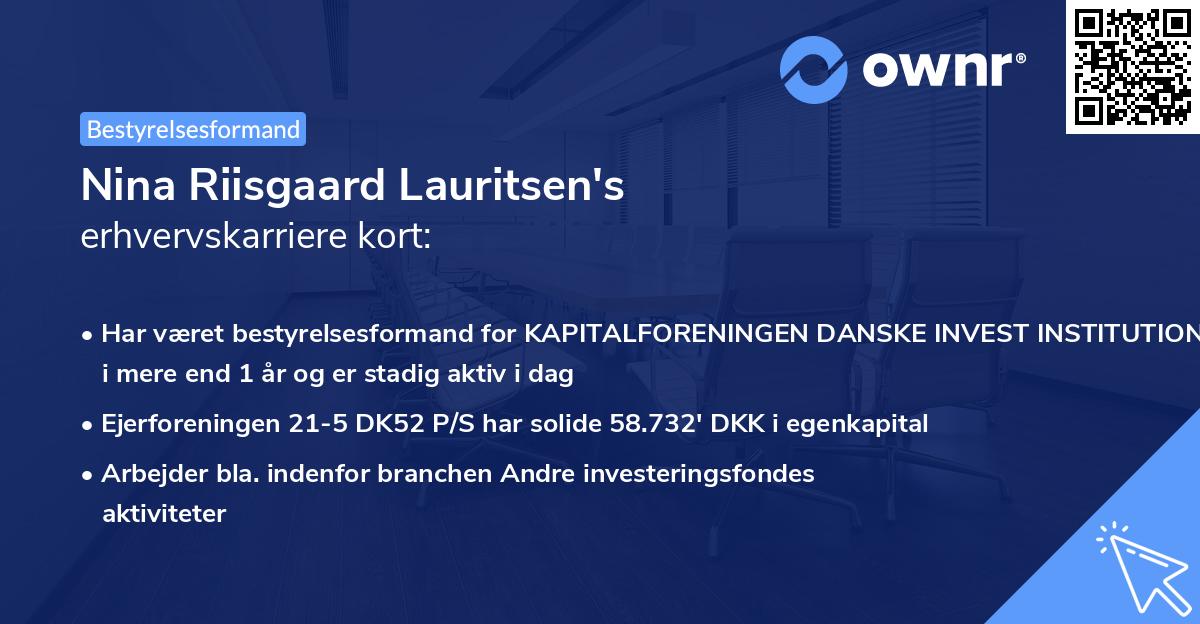 Nina Riisgaard Lauritsen's erhvervskarriere kort