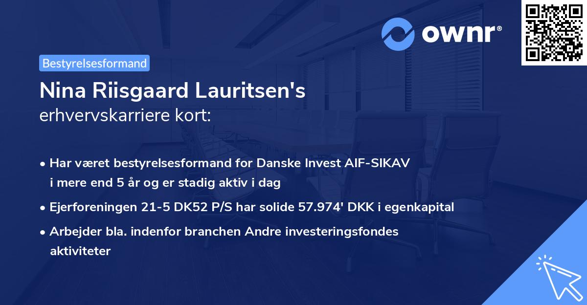 Nina Riisgaard Lauritsen's erhvervskarriere kort