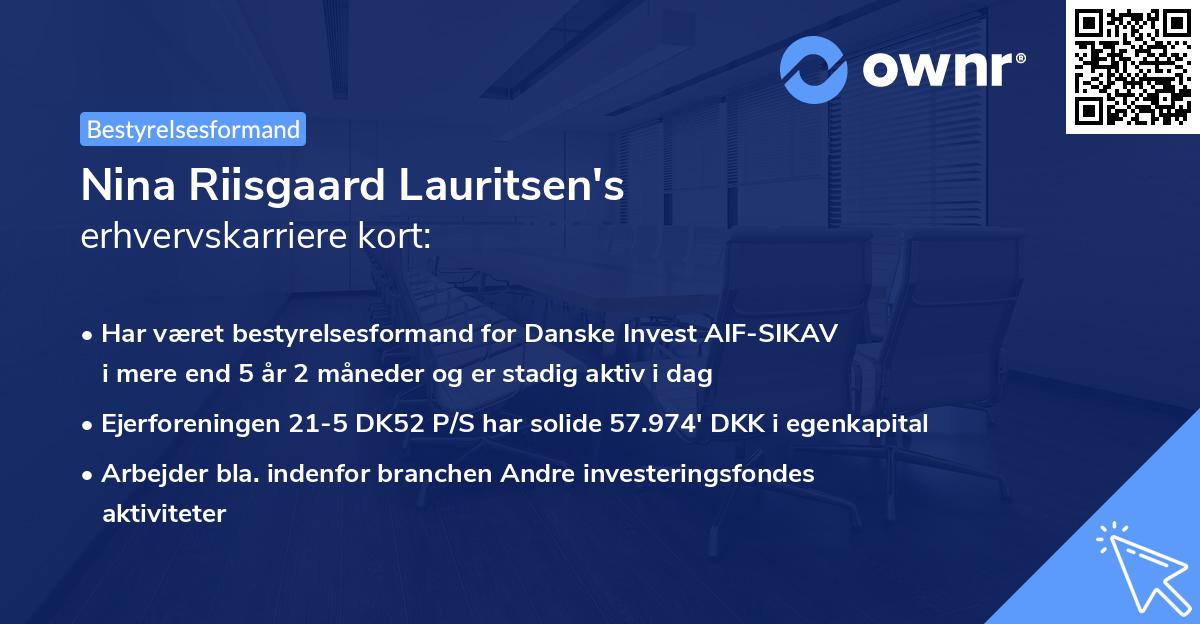 Nina Riisgaard Lauritsen's erhvervskarriere kort