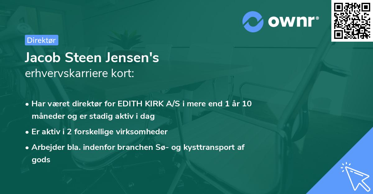 Jacob Steen Jensen's erhvervskarriere kort