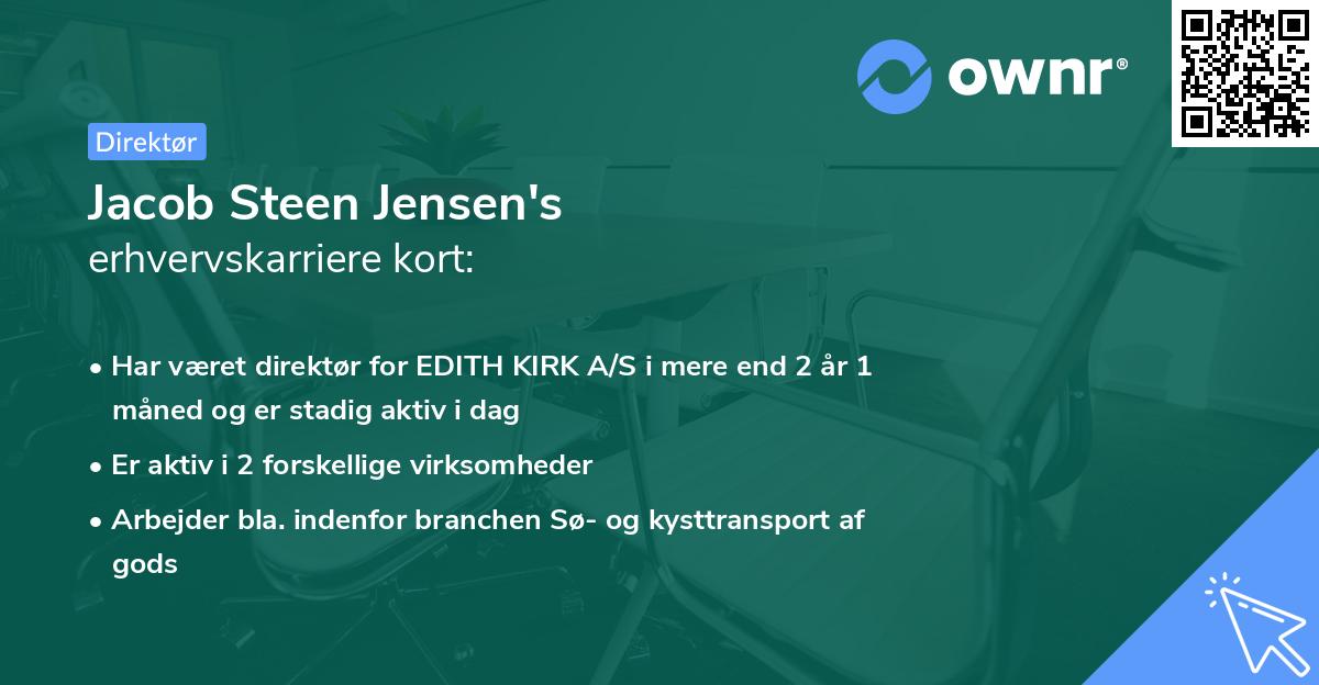 Jacob Steen Jensen's erhvervskarriere kort