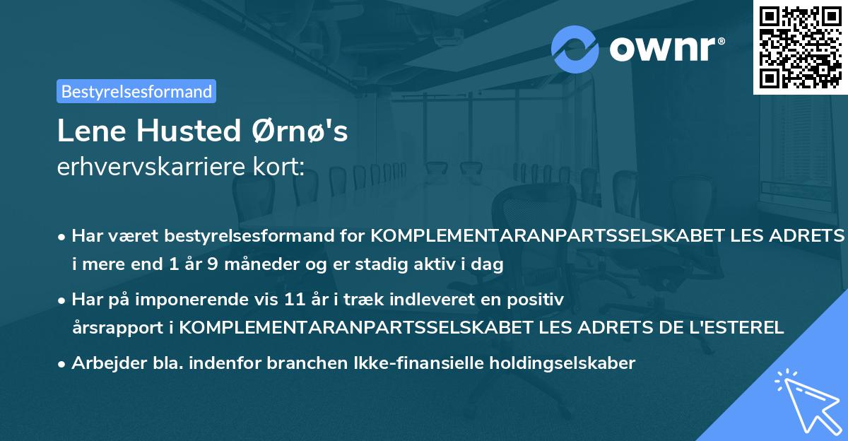 Lene Husted Ørnø's erhvervskarriere kort