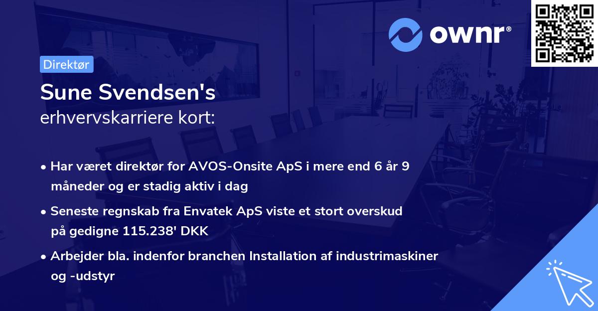 Sune Svendsen's erhvervskarriere kort