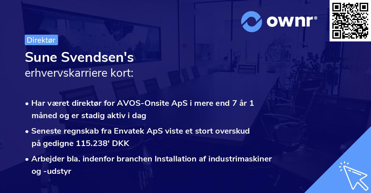 Sune Svendsen's erhvervskarriere kort