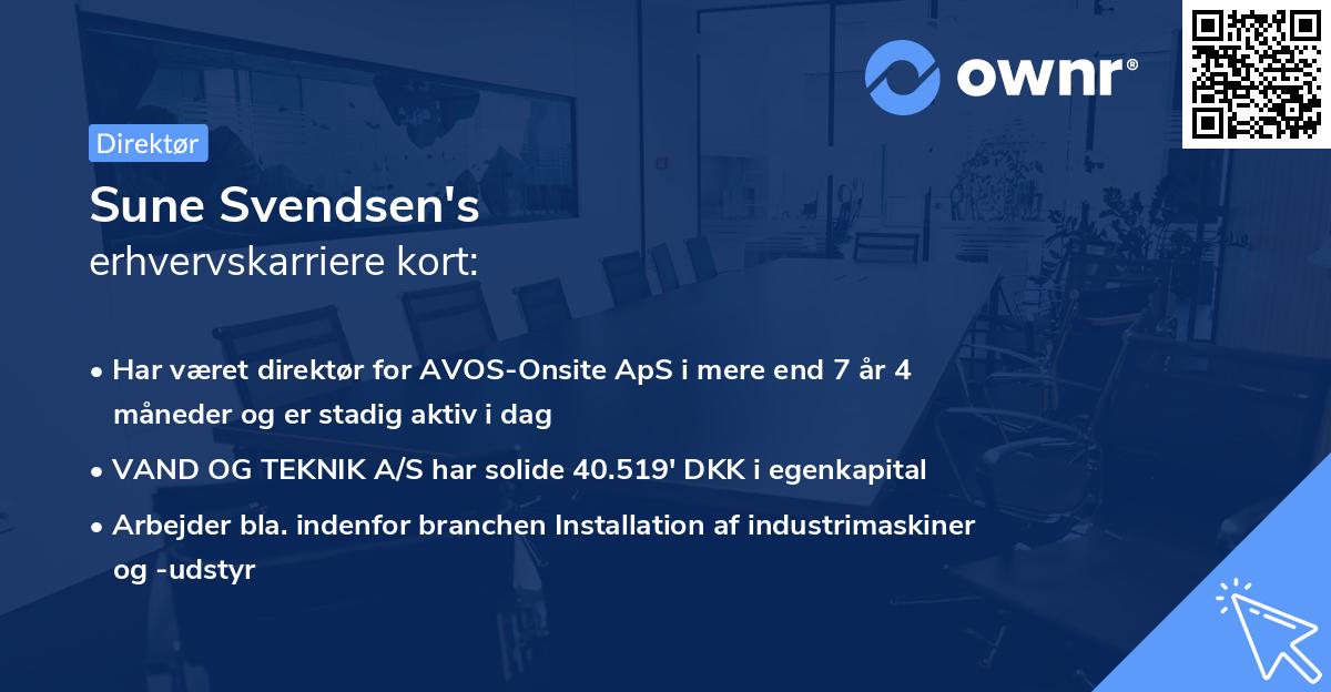 Sune Svendsen's erhvervskarriere kort