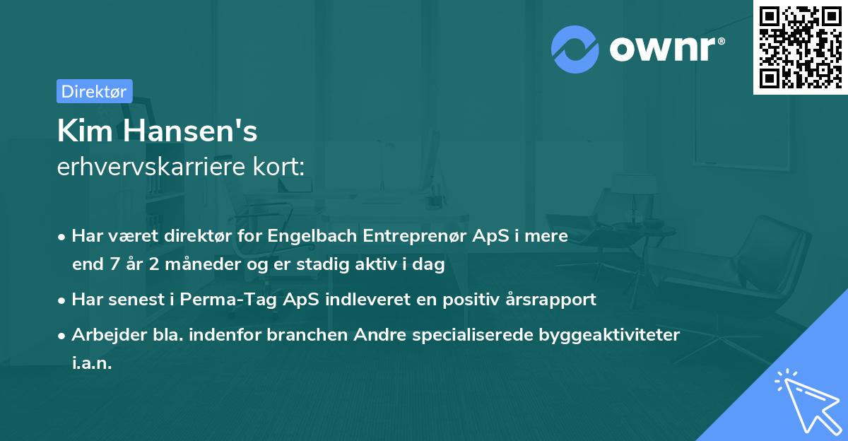 Kim Hansen's erhvervskarriere kort