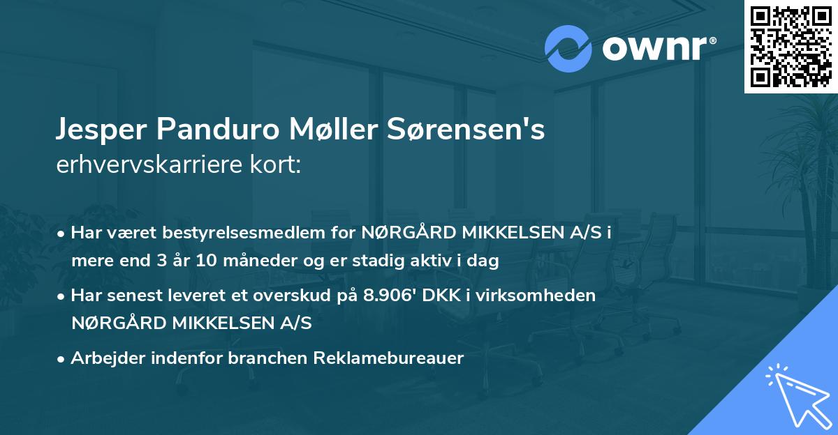 Jesper Panduro Møller Sørensen's erhvervskarriere kort