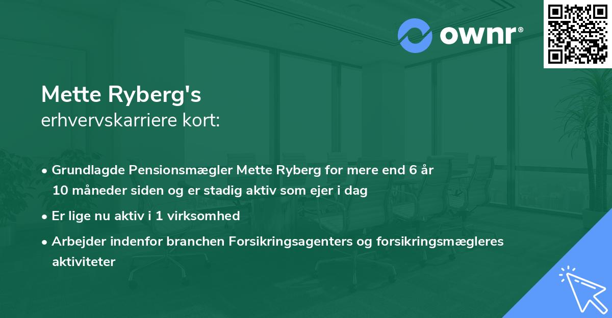 Mette Ryberg's erhvervskarriere kort