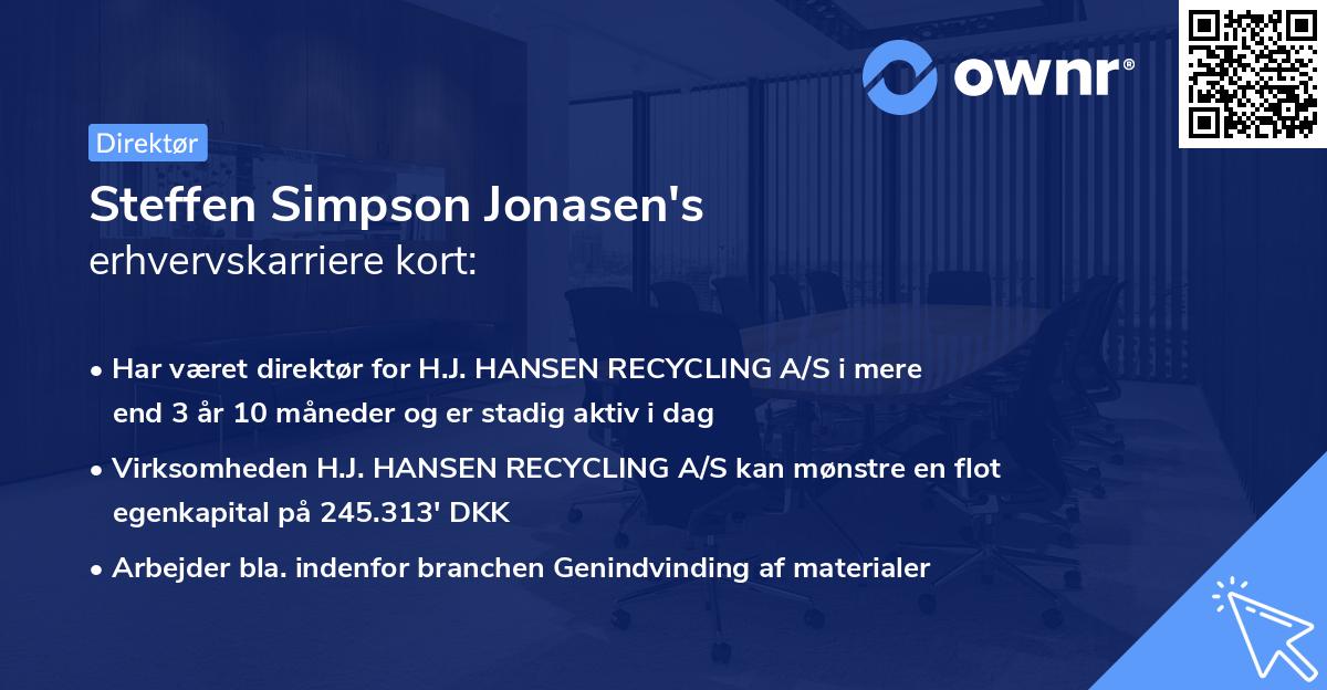 Steffen Simpson Jonasen's erhvervskarriere kort