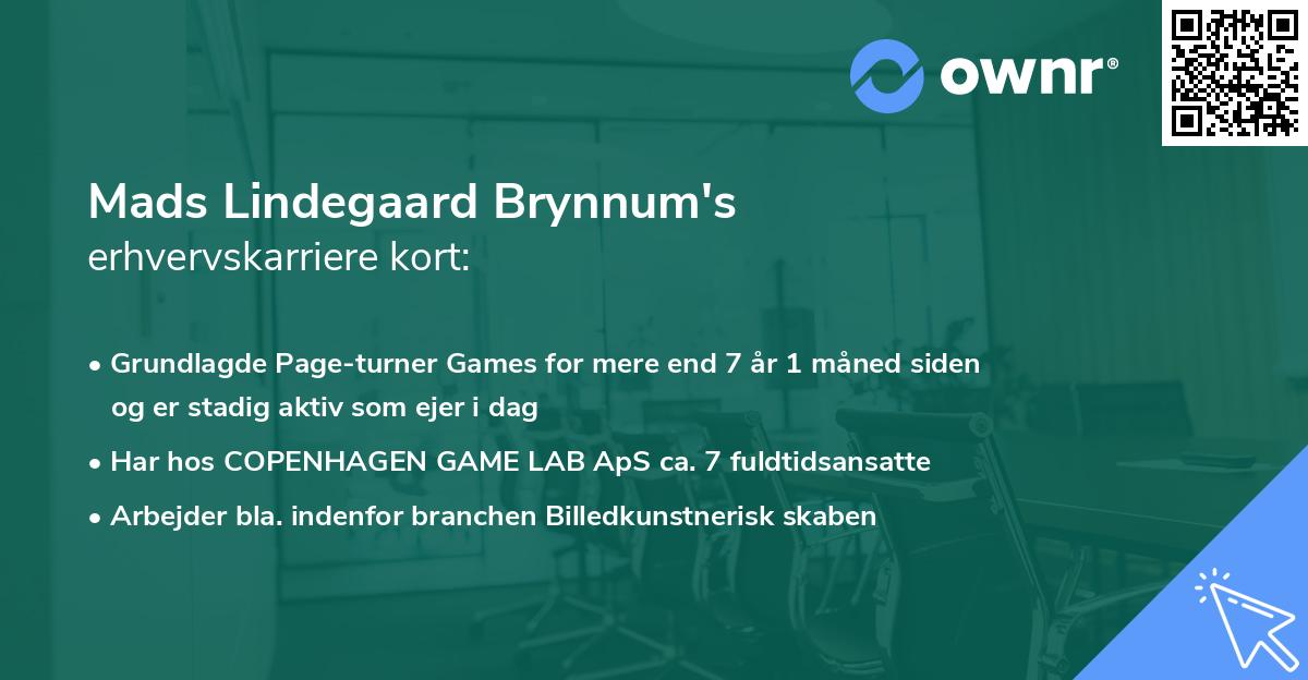 Mads Lindegaard Brynnum's erhvervskarriere kort