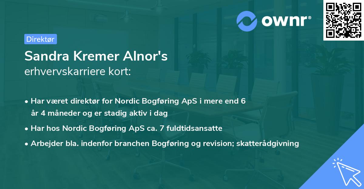 Sandra Kremer Alnor's erhvervskarriere kort