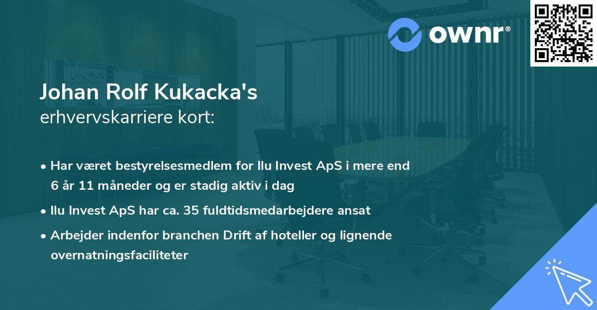 Johan Rolf Kukacka's erhvervskarriere kort
