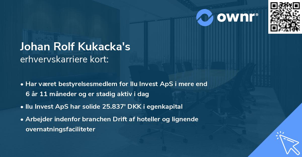 Johan Rolf Kukacka's erhvervskarriere kort