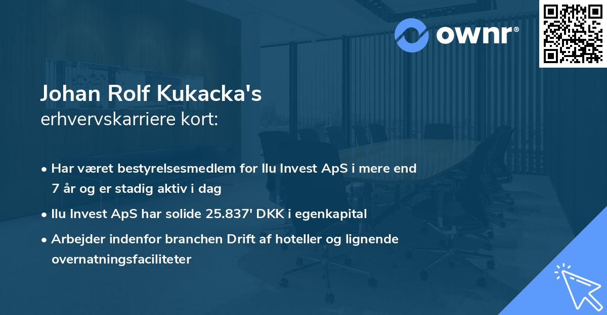 Johan Rolf Kukacka's erhvervskarriere kort