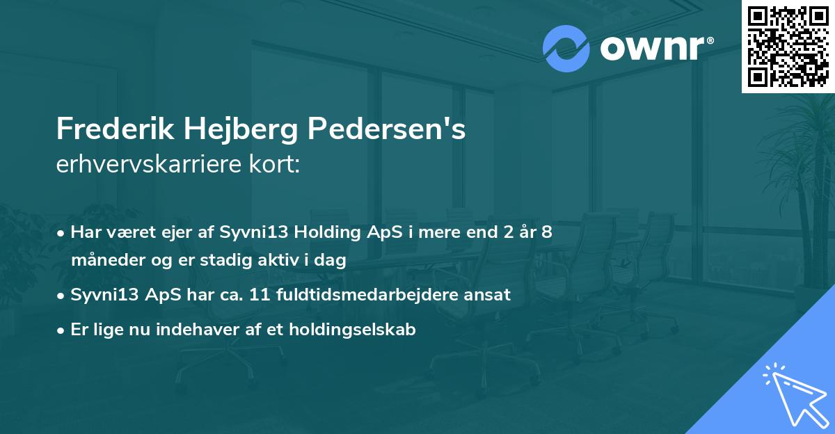 Frederik Hejberg Pedersen's erhvervskarriere kort
